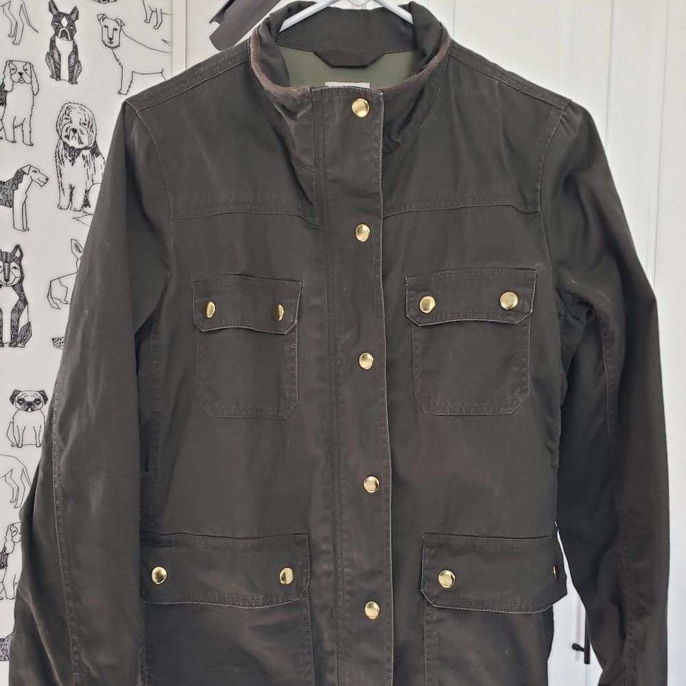 JCrew Dark Green Light Denim Jacket